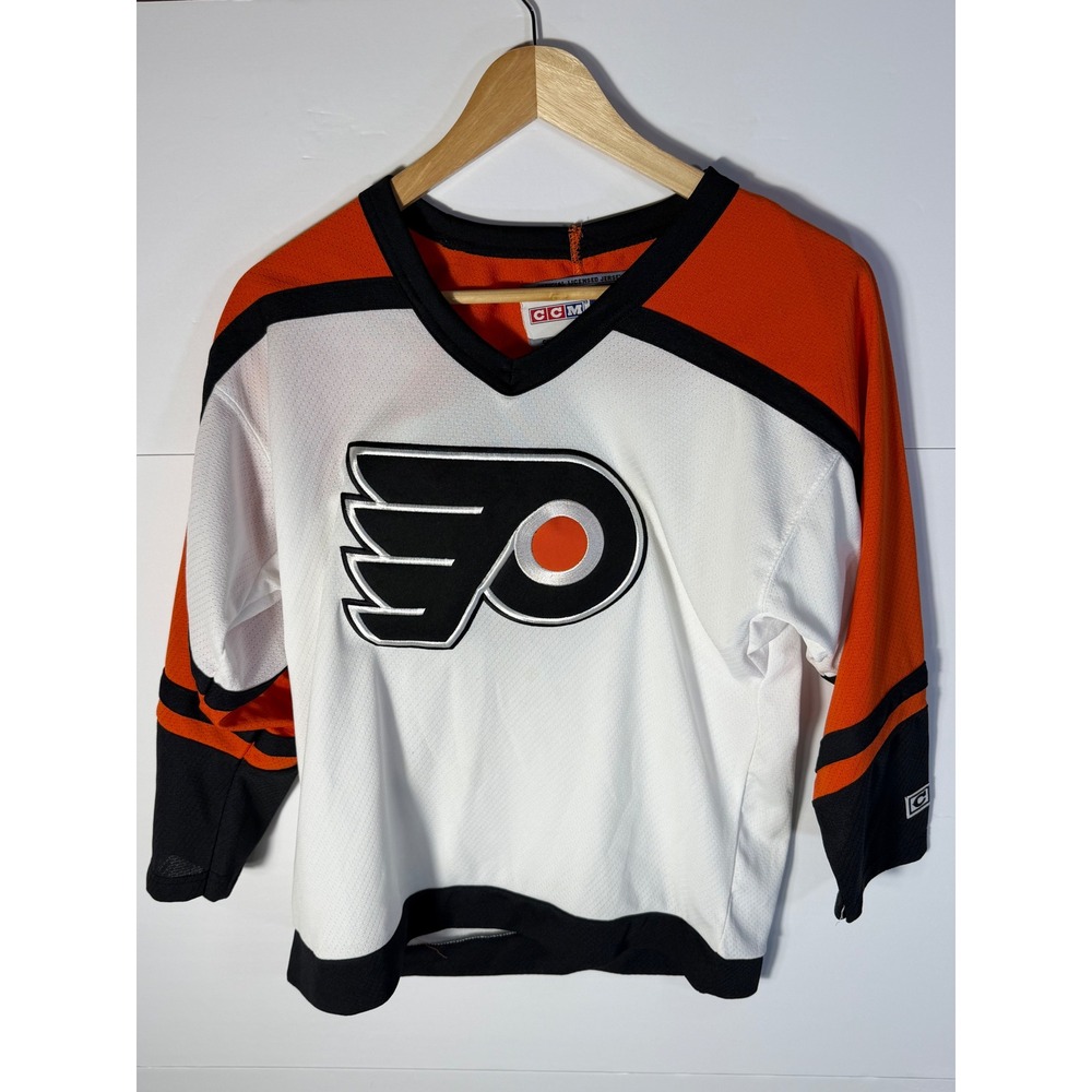 CCM Philadelphia Flyers NHL Youth Jersey White Orange Black Size L/XL Hockey